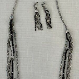 WHBM long multi strand necklace with matching earrings